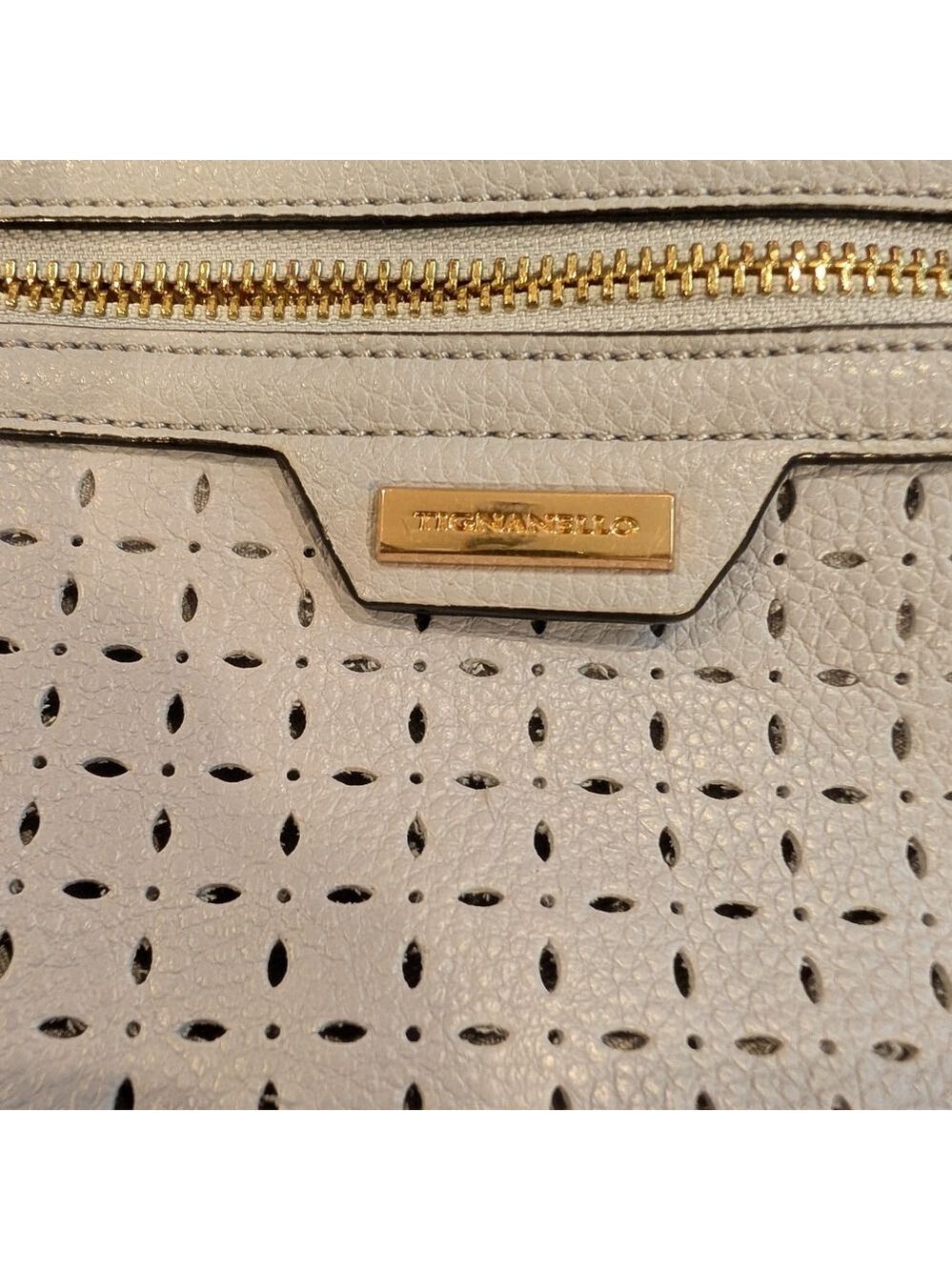 Tignanello Crossbody Genuine Leather Bag , Blue gray , Numerous Compartments,GUC - Picture 2 of 9